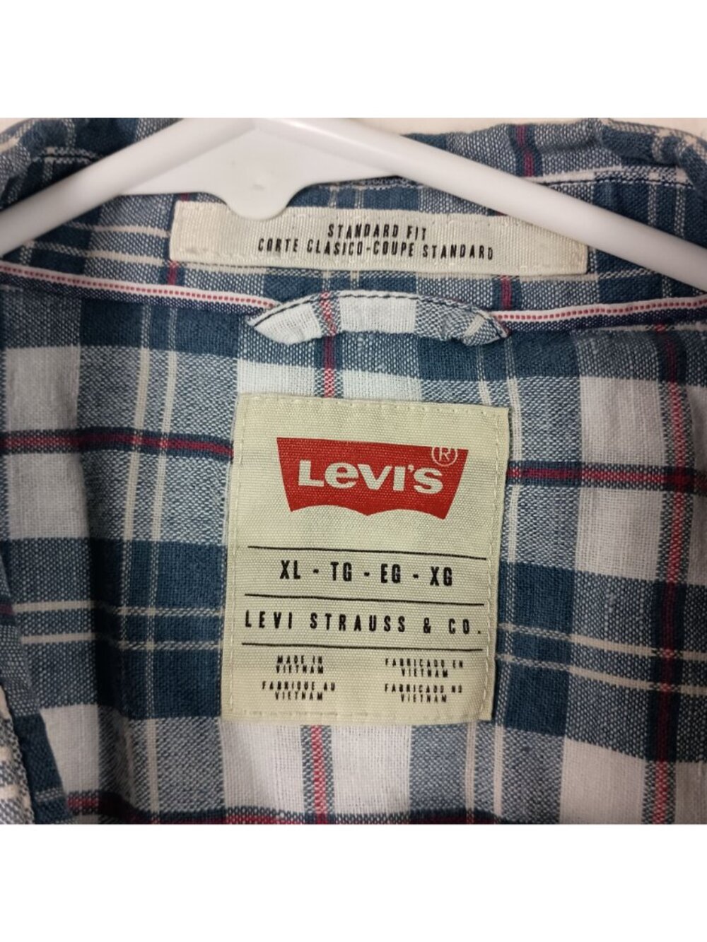 Levis Plaid Linen Blend Short Sleeve Shirt Mens XL Travel Vacation Work Dadcore - Picture 5 of 7